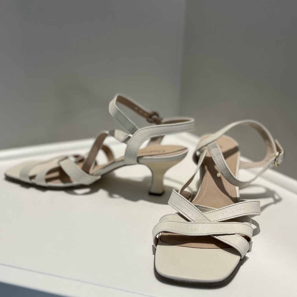 Gabor Damon Leather Ankle Square Toe Sling Back Heel Sandals